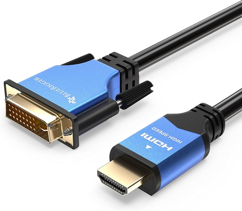 BlueRigger HDMI to DVI Cable (40FT, High-Speed, Bi-Directional Adapter Male to Male, DVI-D 24+1, 1080p, Aluminum Shell) - Compatible with Raspberry Pi, Roku, Xbox One, PS5/PS4/PS3, Graphics Card - Image 1